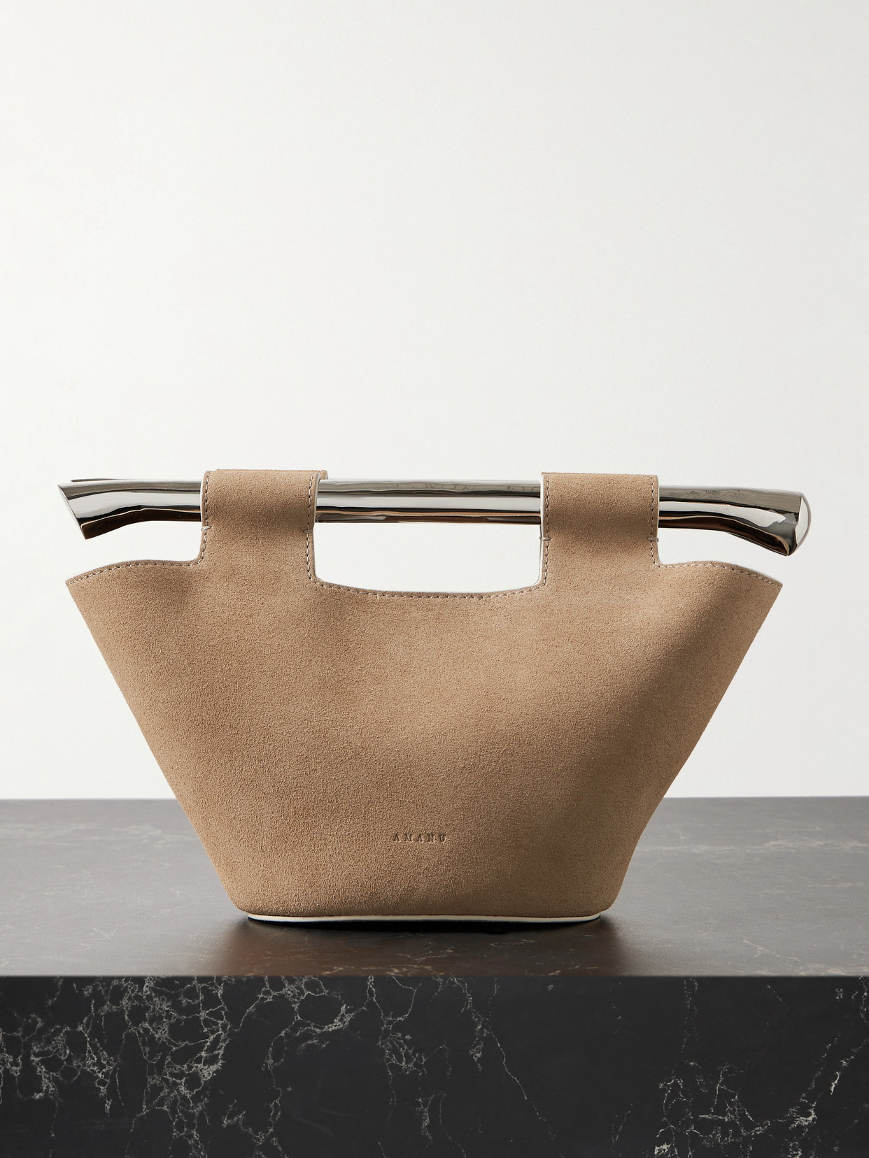 Amanu Madagascar Mini Embellished Suede Tote In Neutral