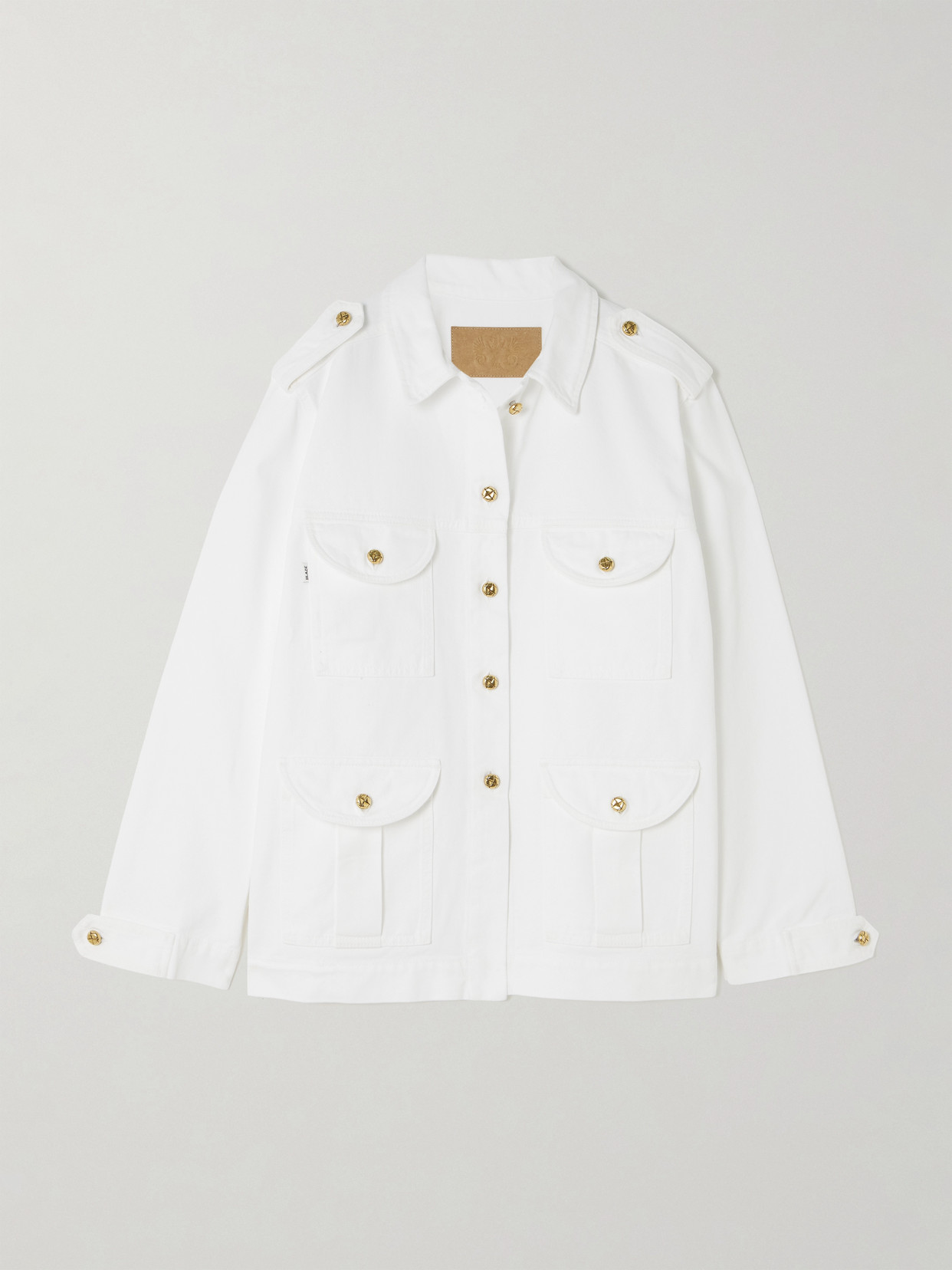 Blazé Milano Clapotis Sahariana Embellished Denim Jacket In Cream