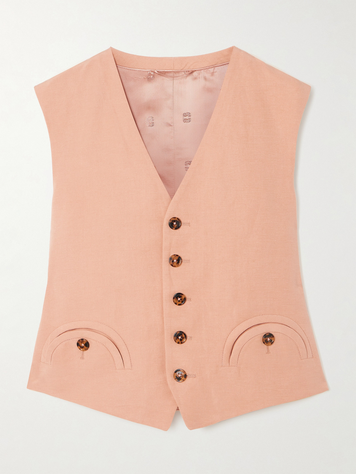 Blazé Milano Flica Feral Silk And Linen-blend Vest In Pink