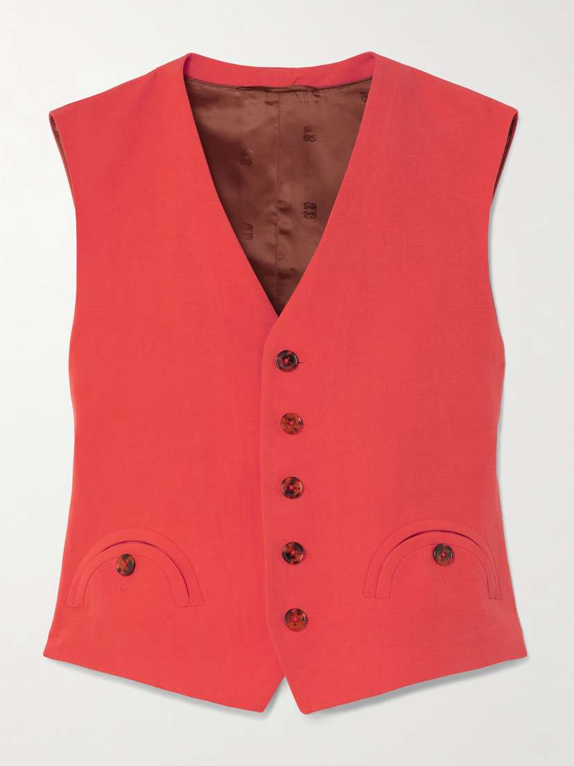 Blazé Milano Flica Feral Silk And Linen-blend Vest