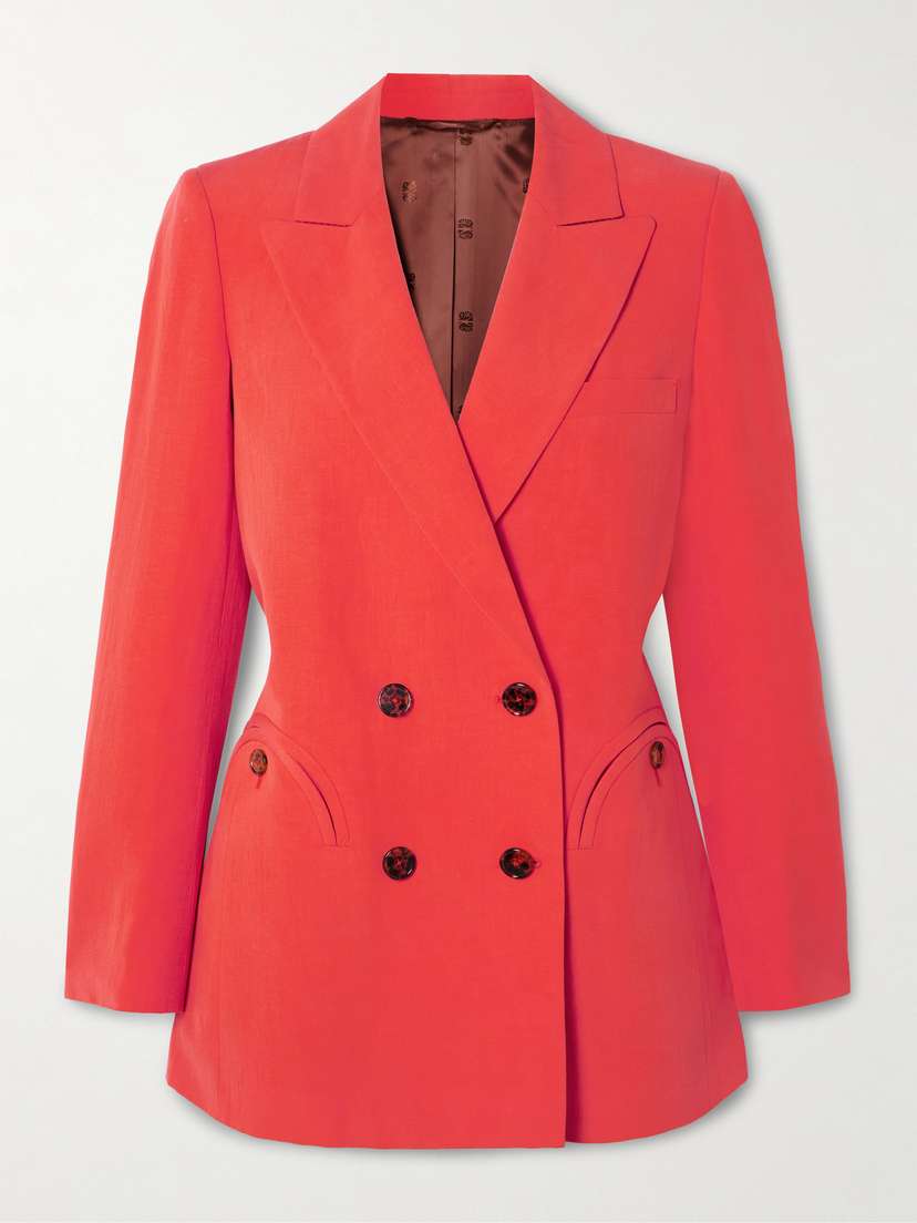 Blazé Milano Flica Everyday Double-breasted Silk And Linen-blend Blazer