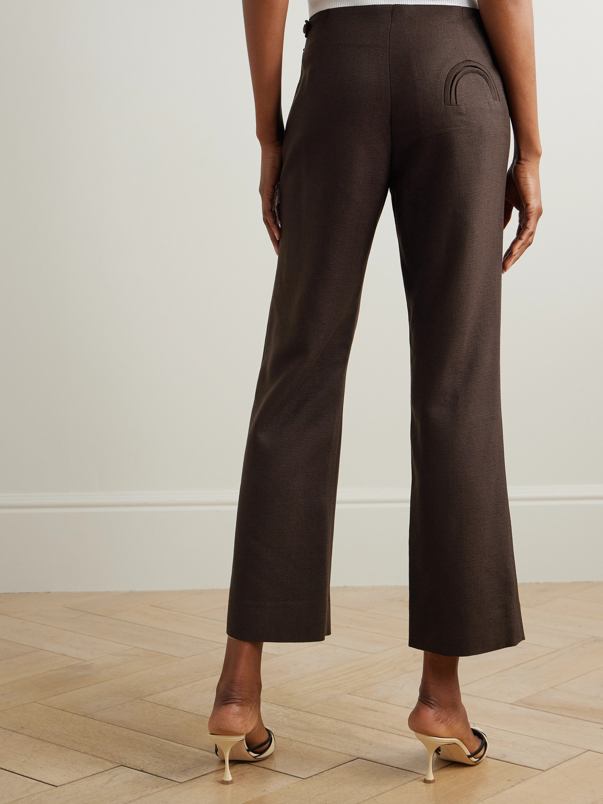 Blazé Milano Ariosa Morelia Cropped Woven Flared Pants In Brown