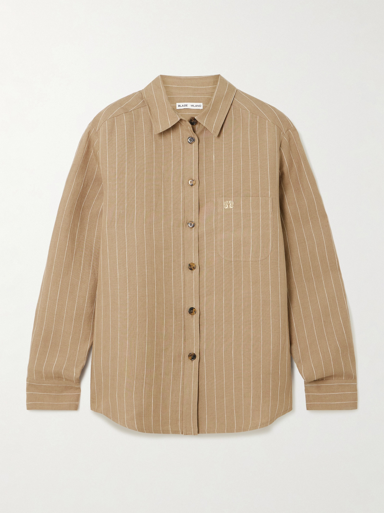 Shop Blazé Milano Heretique Anabas Pinstriped Linen Shirt In Neutrals