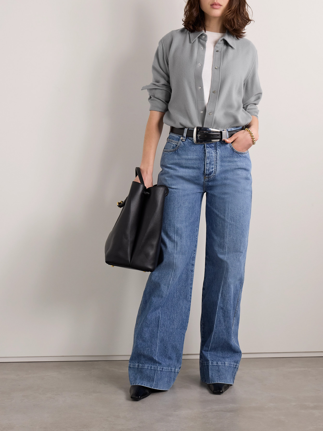 God's True Cashmere Cashmere-twill Shirt In Gray