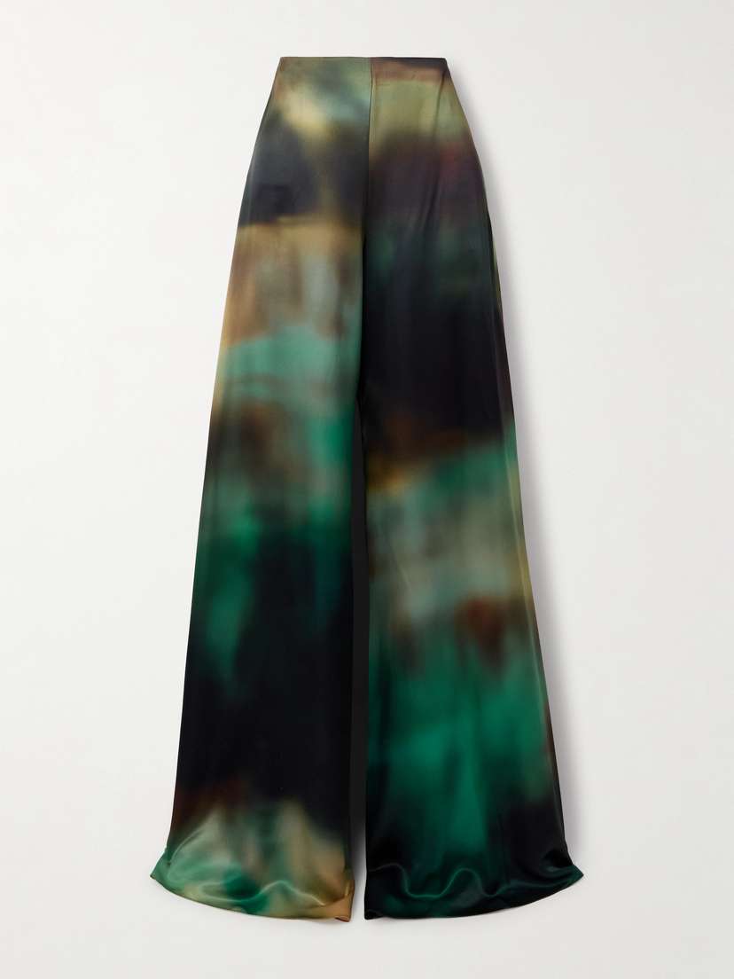 Roksanda Arneau Tie-dye Satin Wide-leg Pants