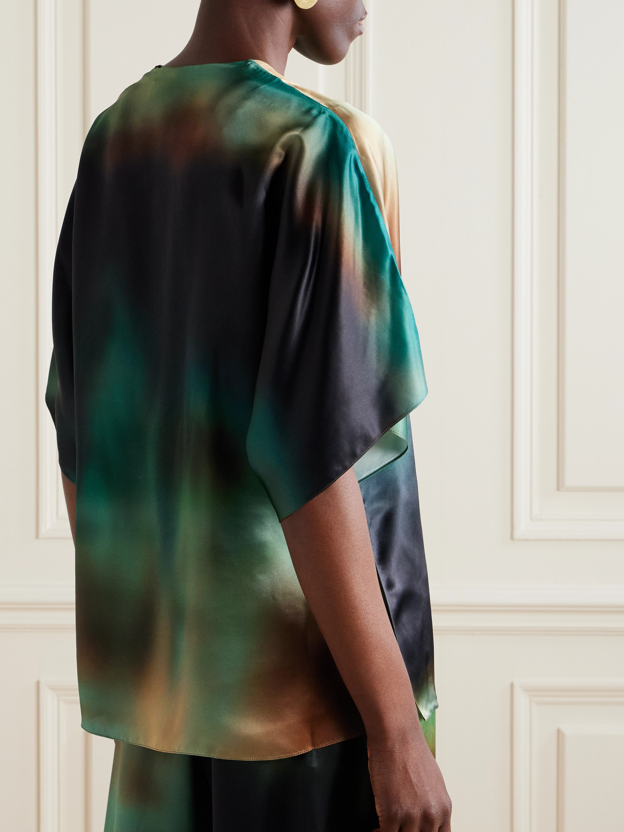Roksanda Versala Tie-dye Satin Blouse In Blue