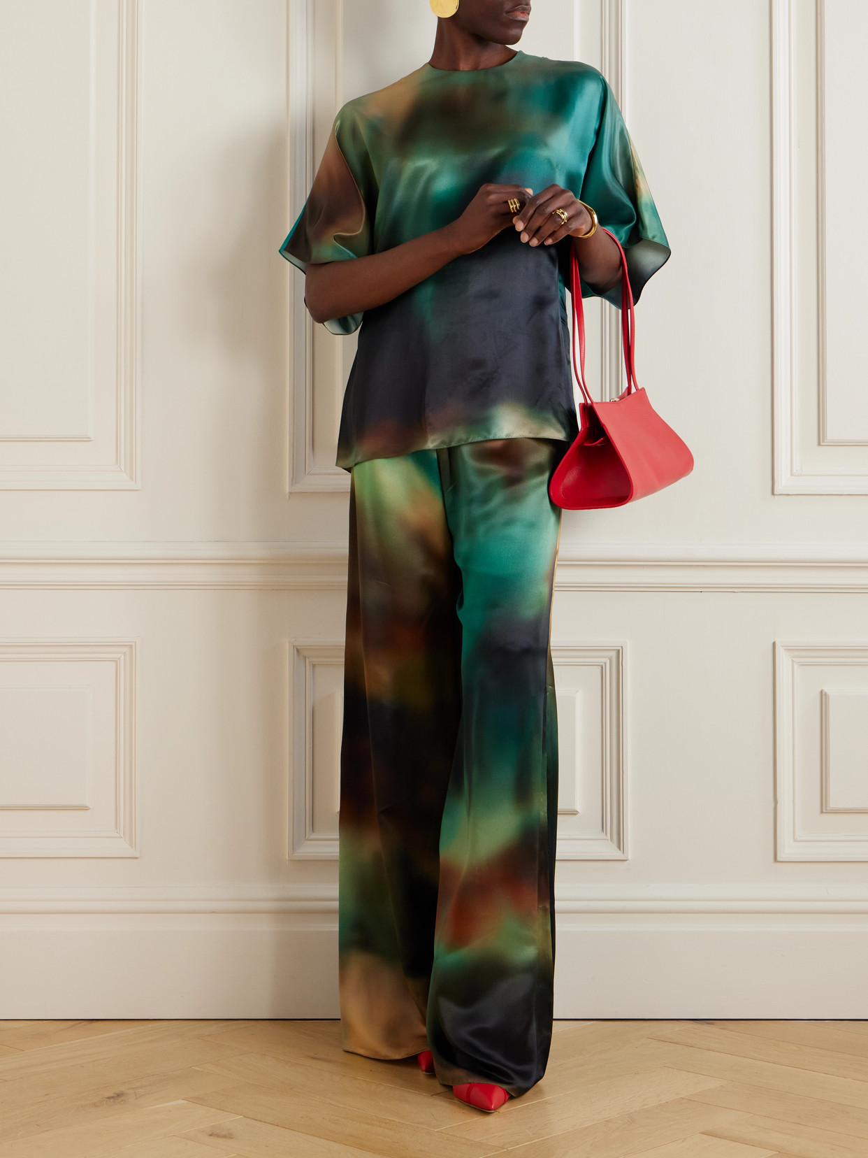 Roksanda Versala Tie-dye Satin Blouse In Blue
