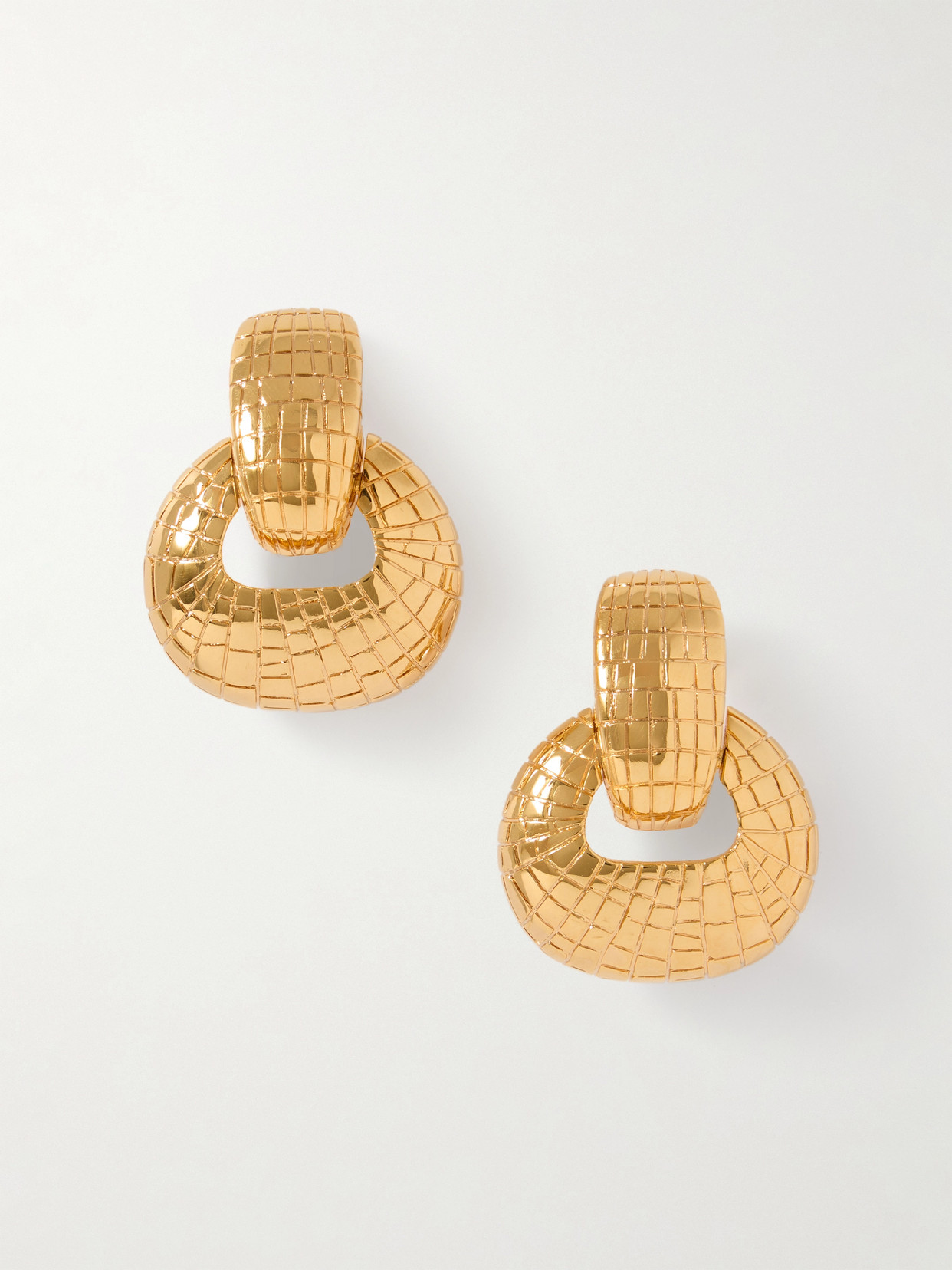 Oscar De La Renta Mosaic Textured Gold-tone Earrings