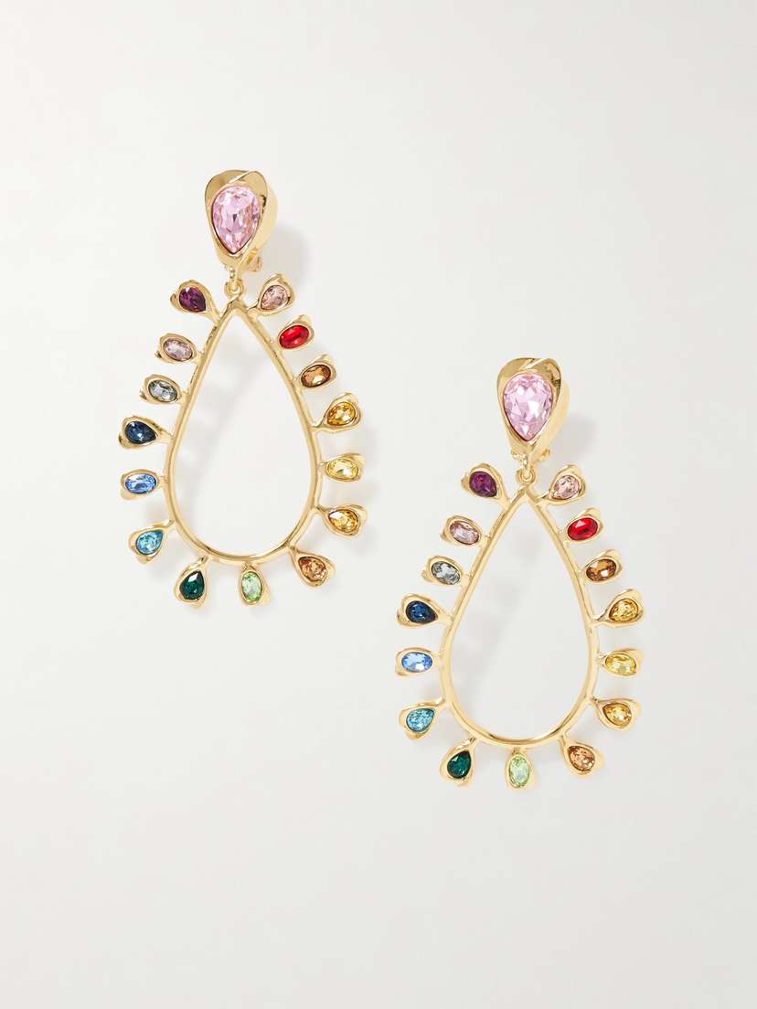 Oscar de la Renta tone Crystal Clip Earrings