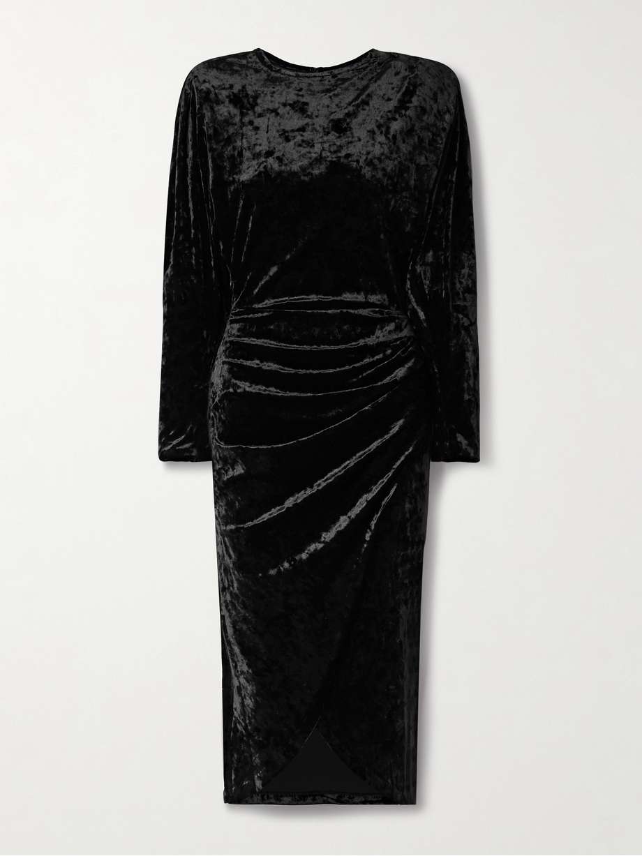 hadley wrap-effect velvet midi dress
