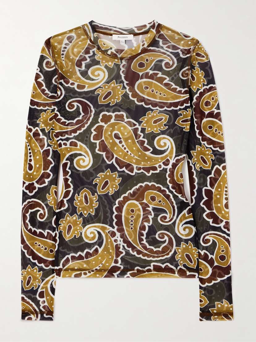 JW Anderson Paisley-print Stretch Recycled-mesh Top