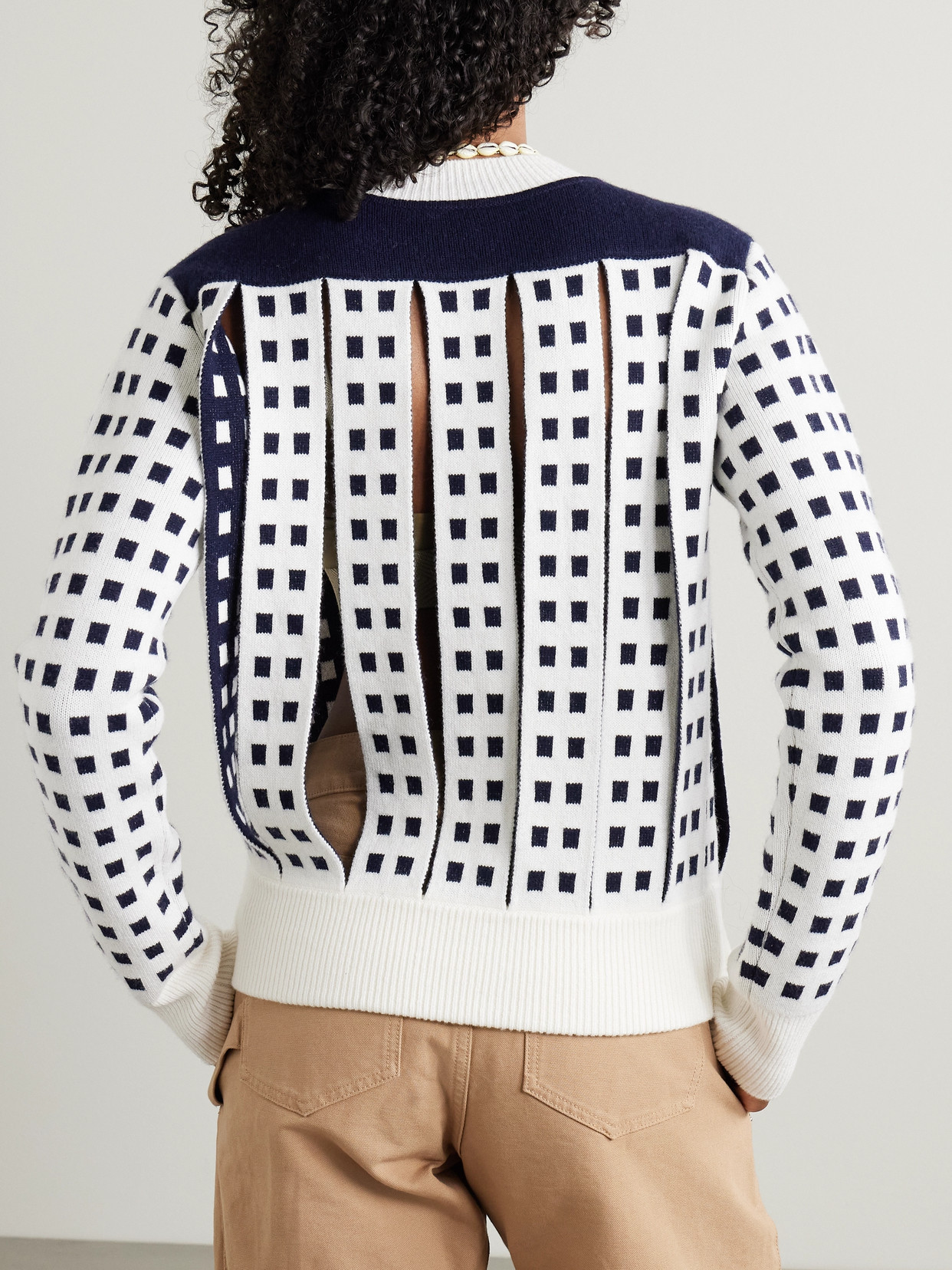 Cutout Jacquard-Knit Sweater