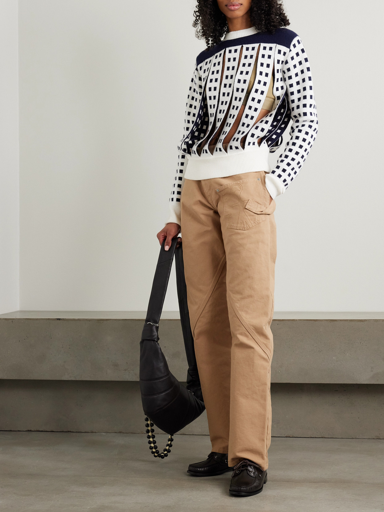 Cutout Jacquard-Knit Sweater