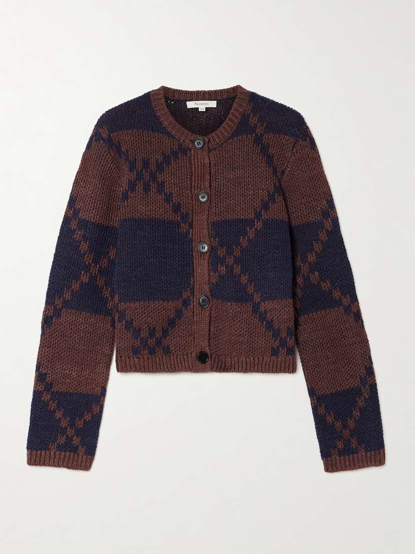 JW Anderson Linen-blend Jacquard Cardigan
