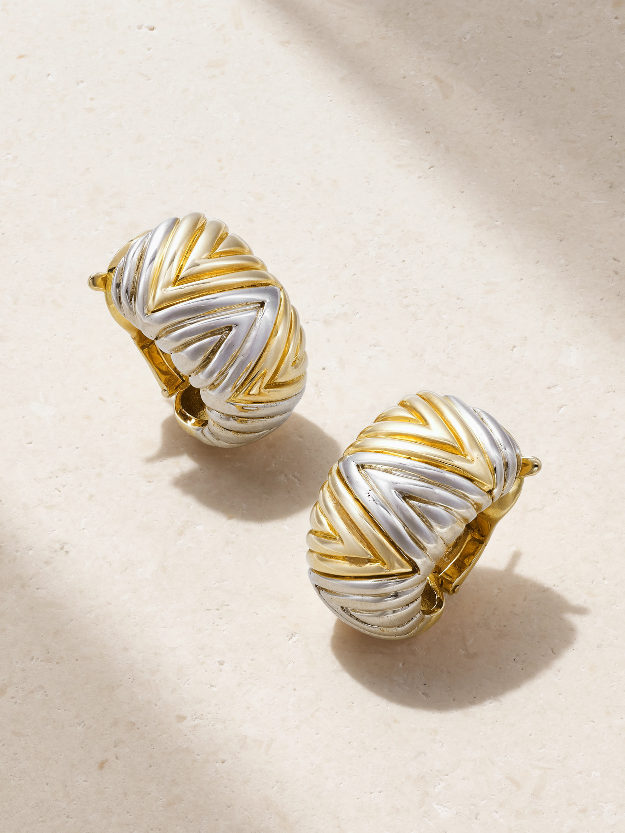 Stephanie Windsor + Van Cleef & Arpels Gold And Silver Hoop Earrings