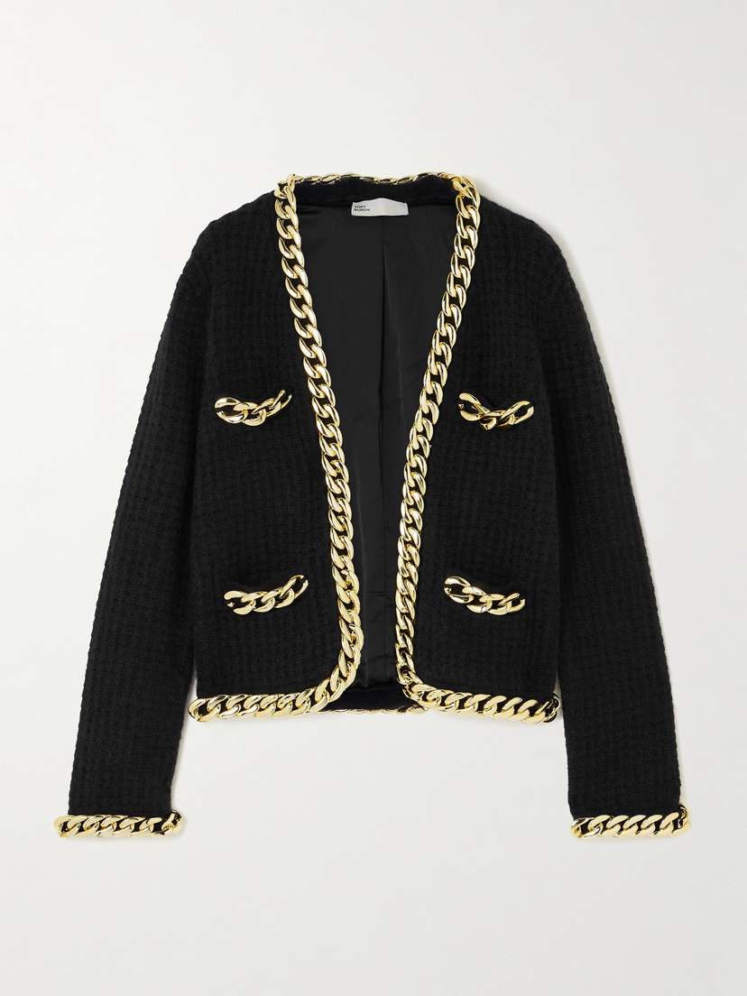 Tory Burch Kendra Chain-embellished Waffle-knit Cardigan