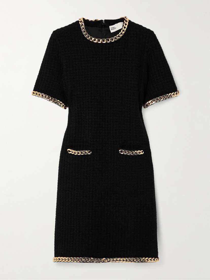 Tory Burch Chain-embellished Waffle-knit Mini Dress