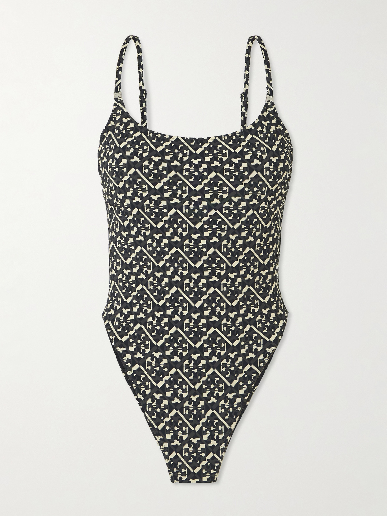 Tory Burch Printed Underwired Swimsuit In Gray