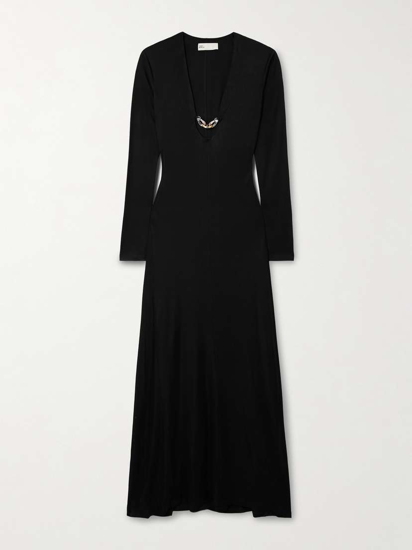 Tory Burch Jessa Embellished Satin-jersey Maxi Dress