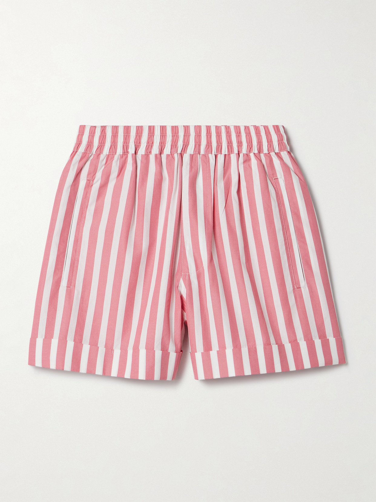Suzie Kondi Banker Striped Cotton-poplin Shorts In Pink