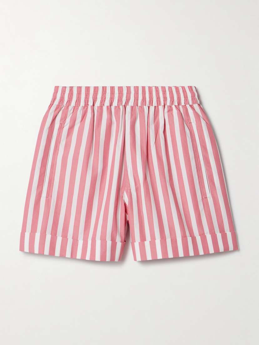 Suzie Kondi Banker Striped Cotton-poplin Shorts