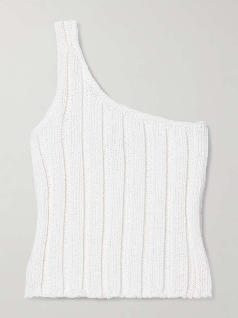 Suzie Kondi Petulla One-shoulder Cropped Ribbed Cotton Top