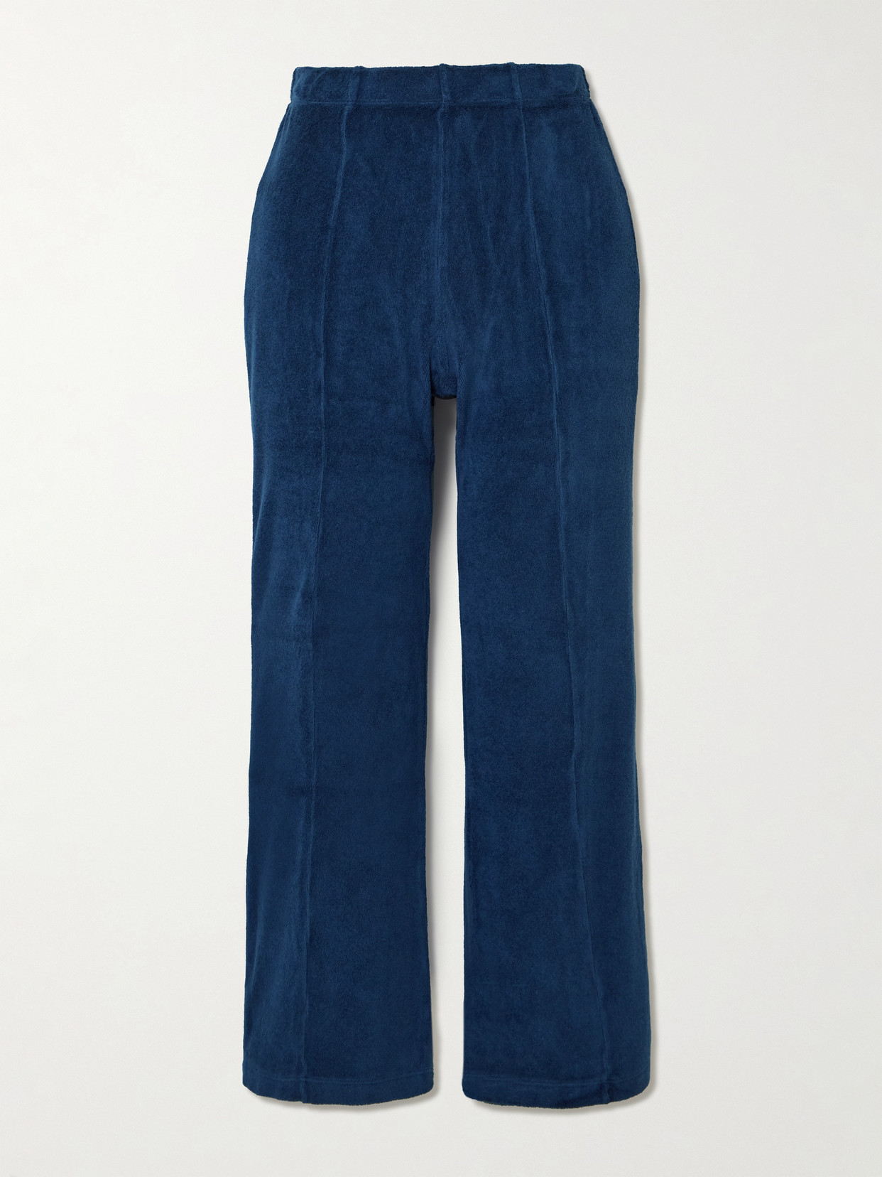 Suzie Kondi Fili Kick Cropped Cotton-blend Terry Flared Pants In Blue