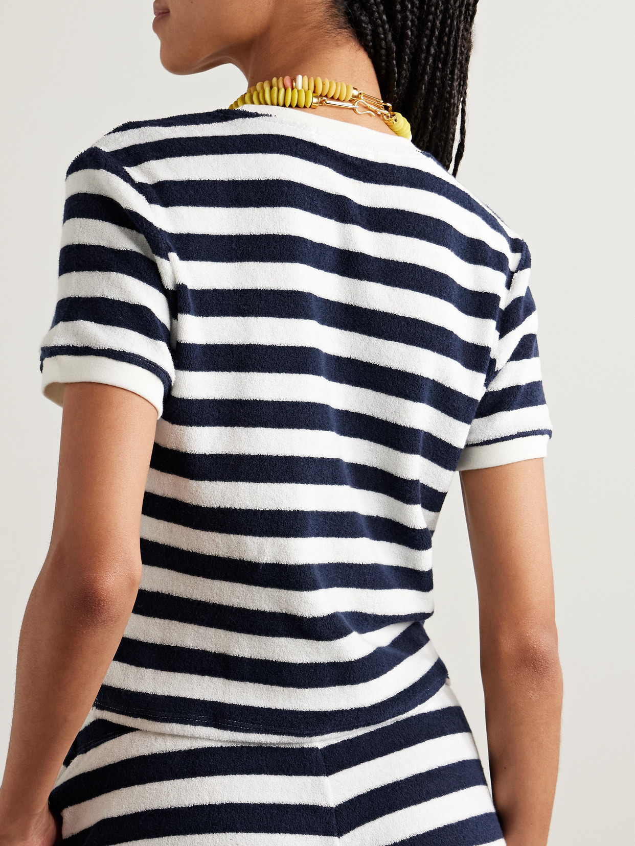 Suzie Kondi Capri Striped Cotton-blend Terry T-shirt In Black