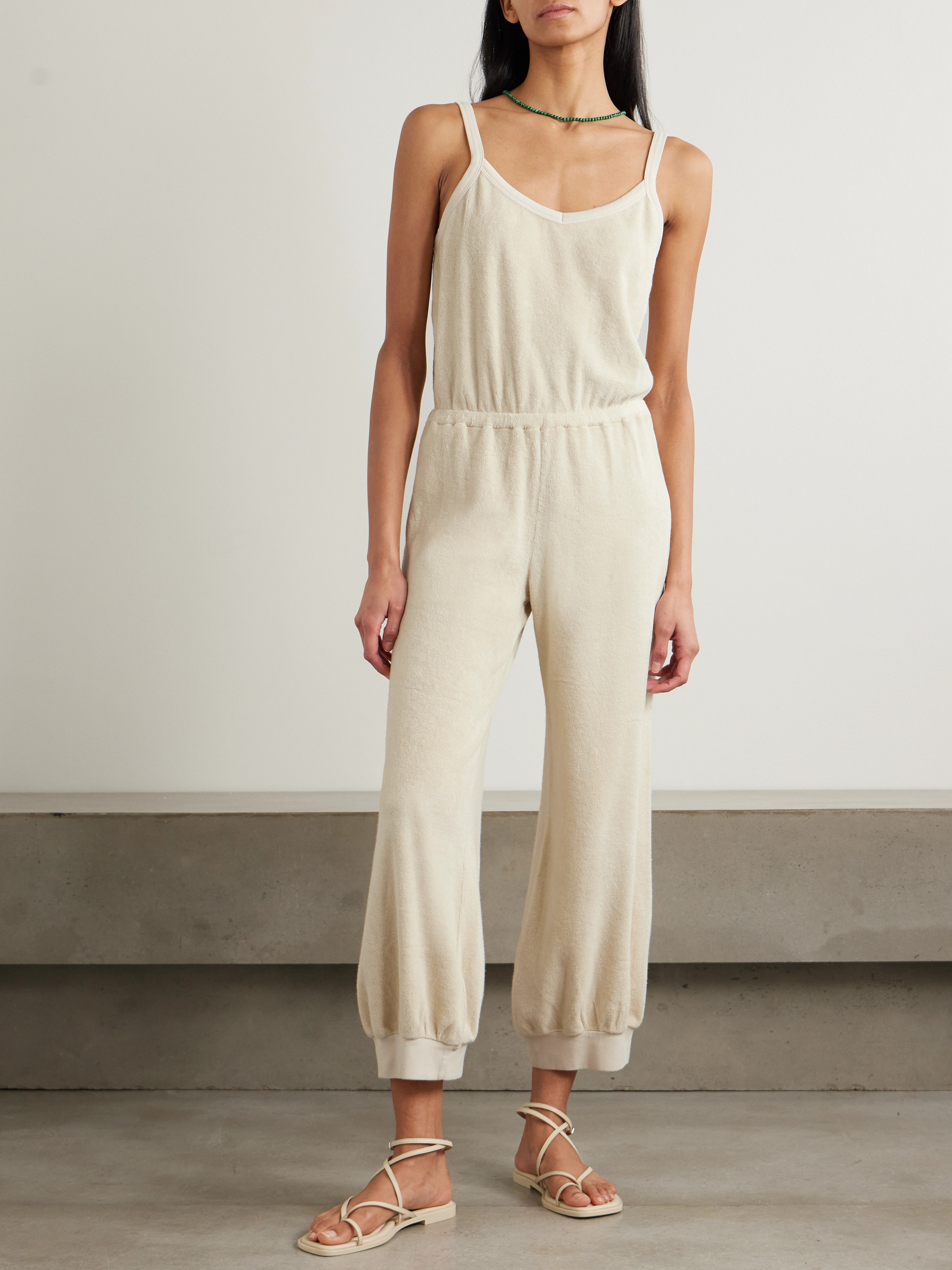 Suzie Kondi Giorgi cropped cotton-blend terry jumpsuit thumbnail