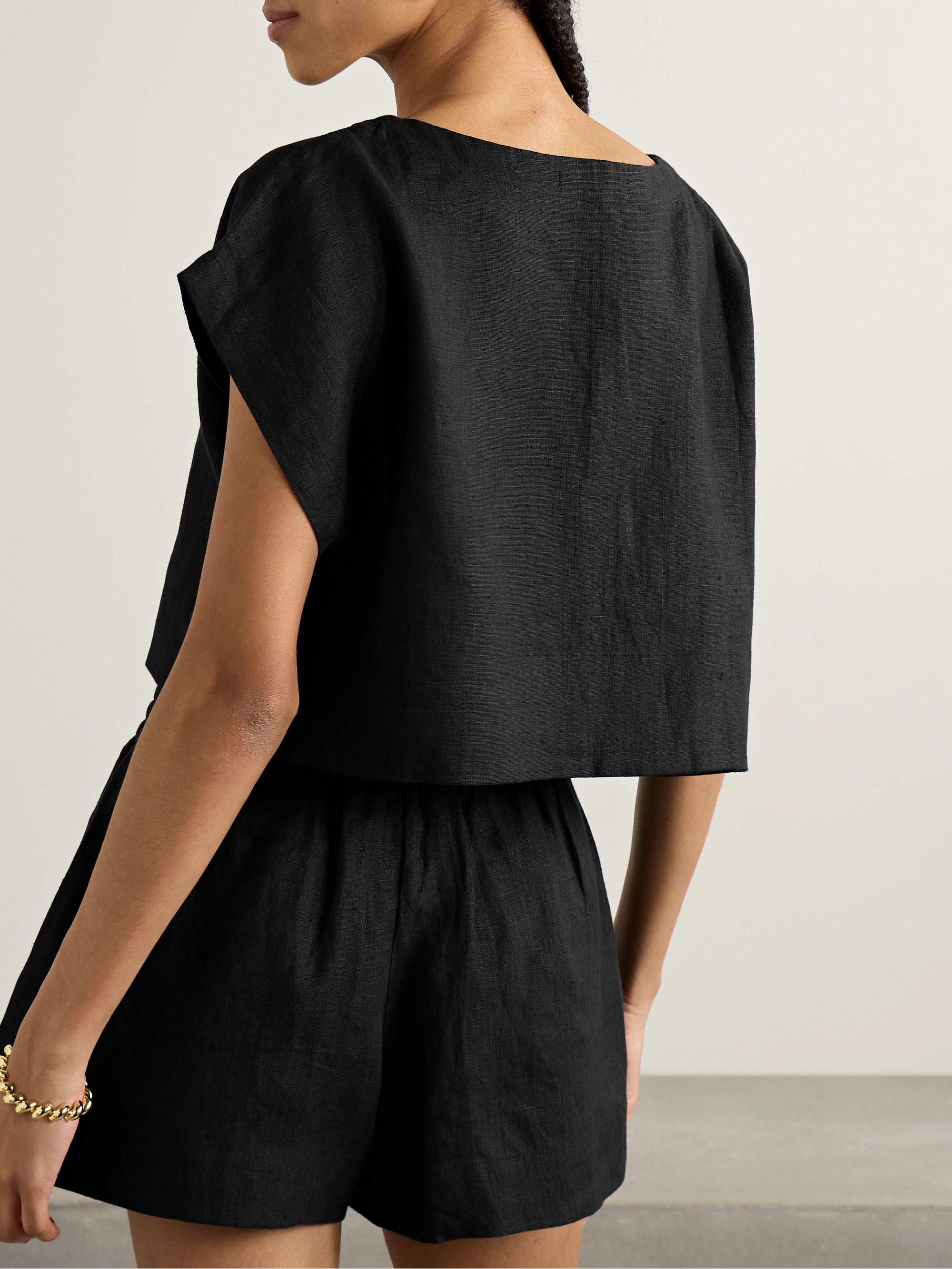 Suzie Kondi Kori oversized cropped linen top thumbnail