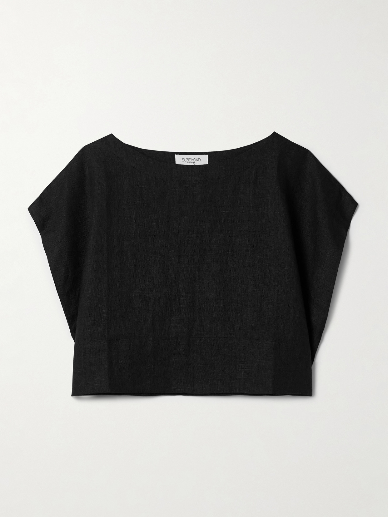 Suzie Kondi Kori Oversized Cropped Linen Top In Black