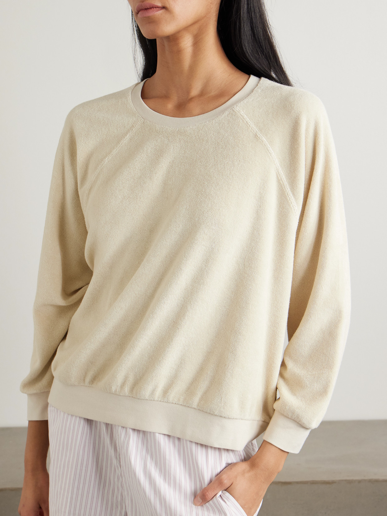 Suzie Kondi Samos Cotton-blend Terry Sweatshirt In Ecru