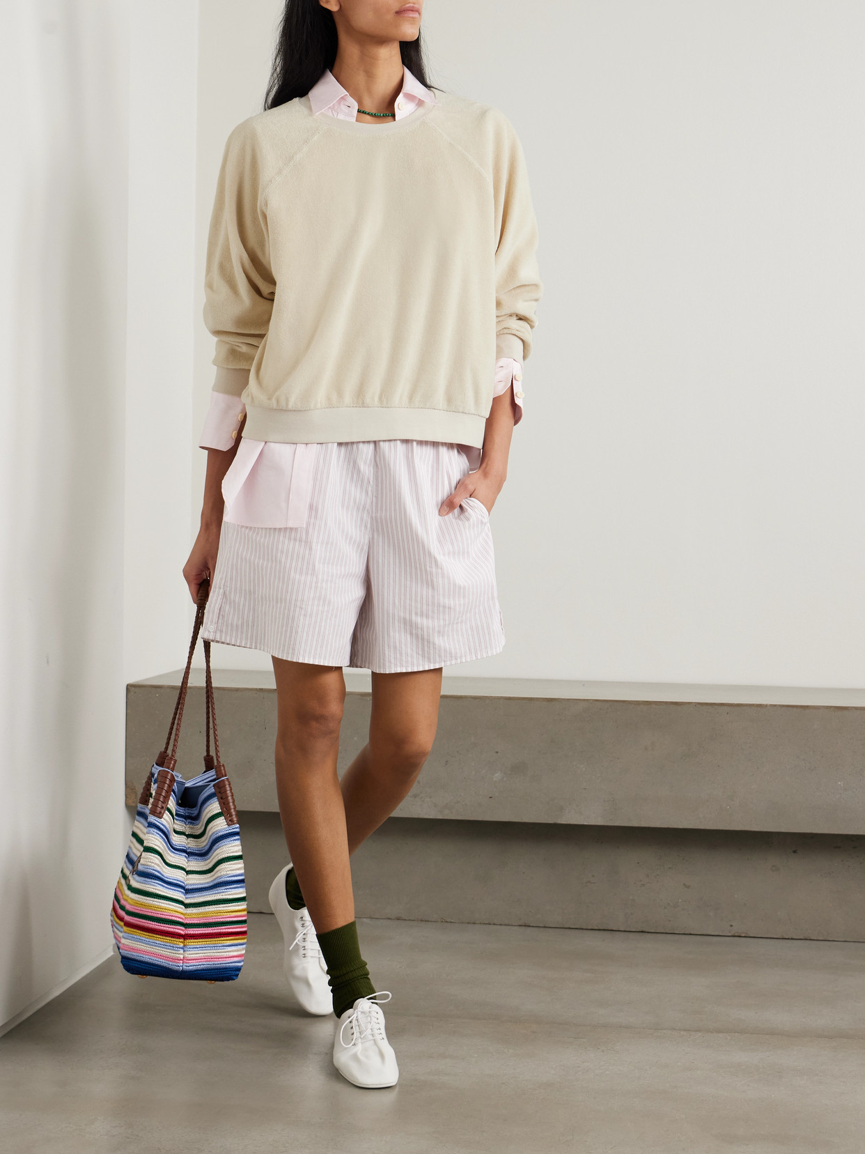Suzie Kondi Samos Cotton-blend Terry Sweatshirt In Ecru