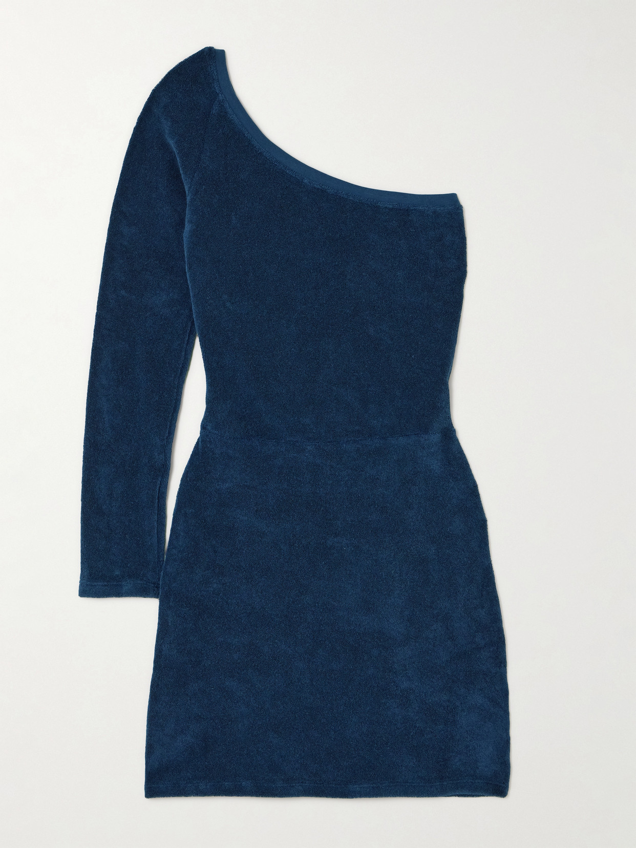 Suzie Kondi - Athena One-sleeve Cotton-blend Terry Mini Dress - Blue