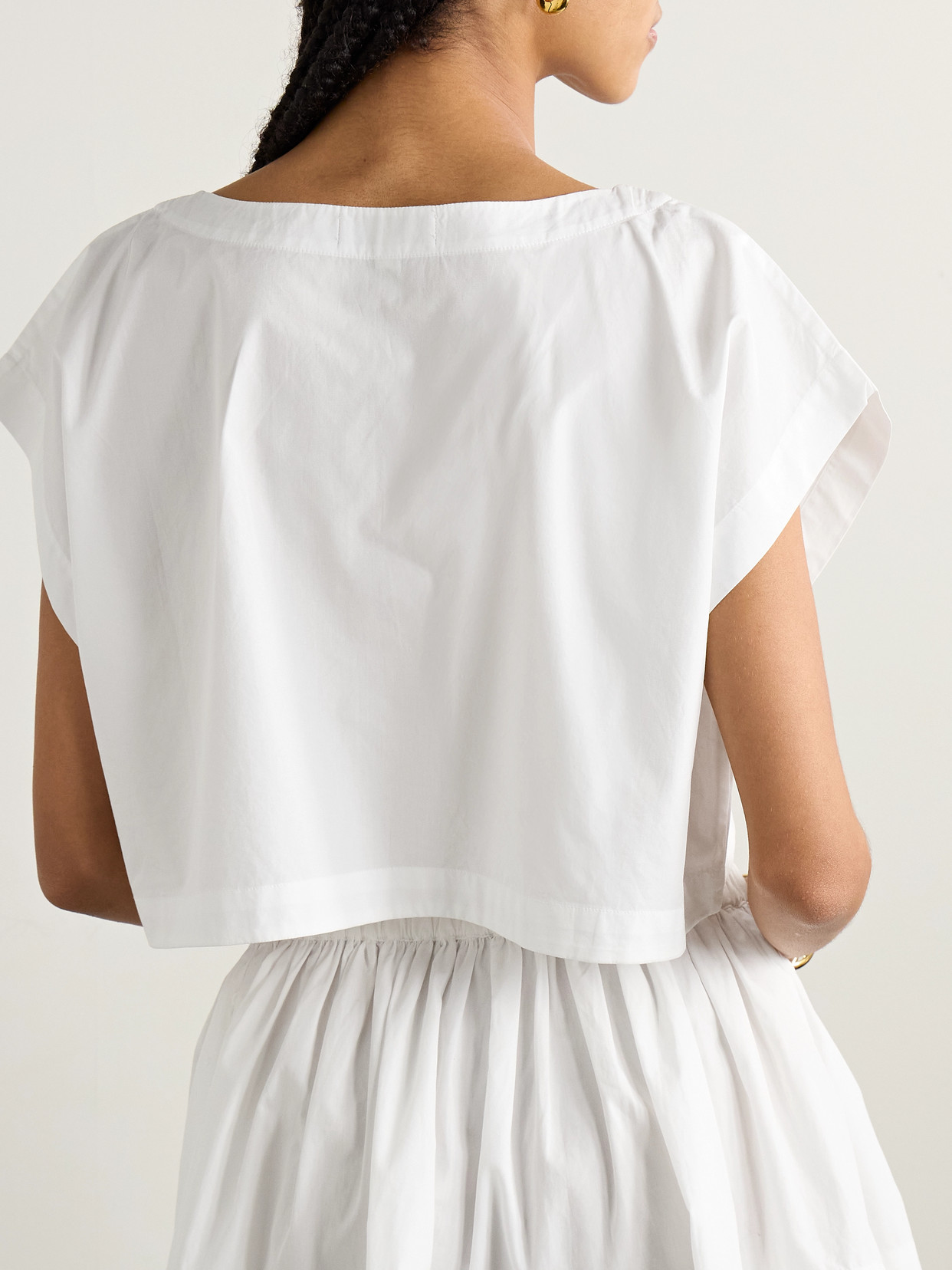 Suzie Kondi Kori Cropped Cotton-poplin Top In White