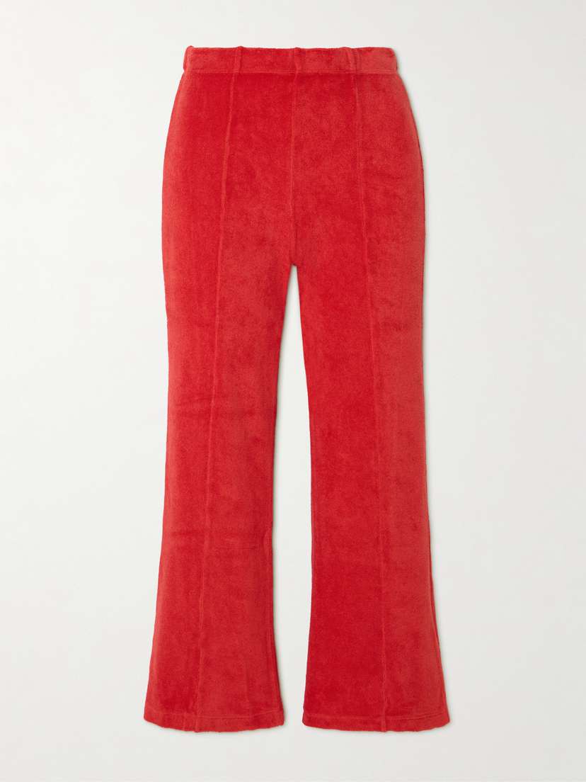 Suzie Kondi Fili Kick Cropped Cotton-blend Terry Flared Pants