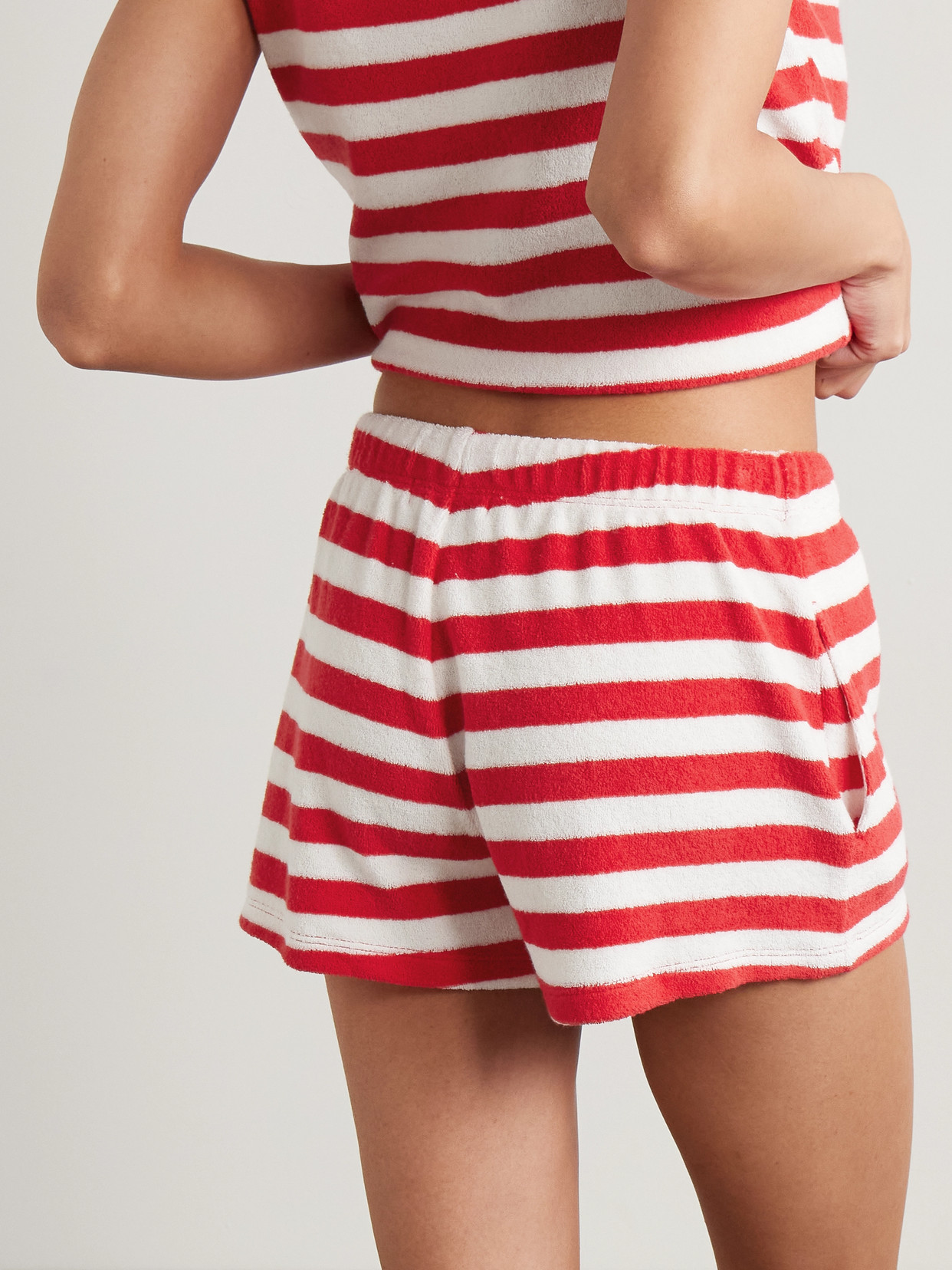 Suzie Kondi Shallis Striped Cotton-blend Terry Shorts