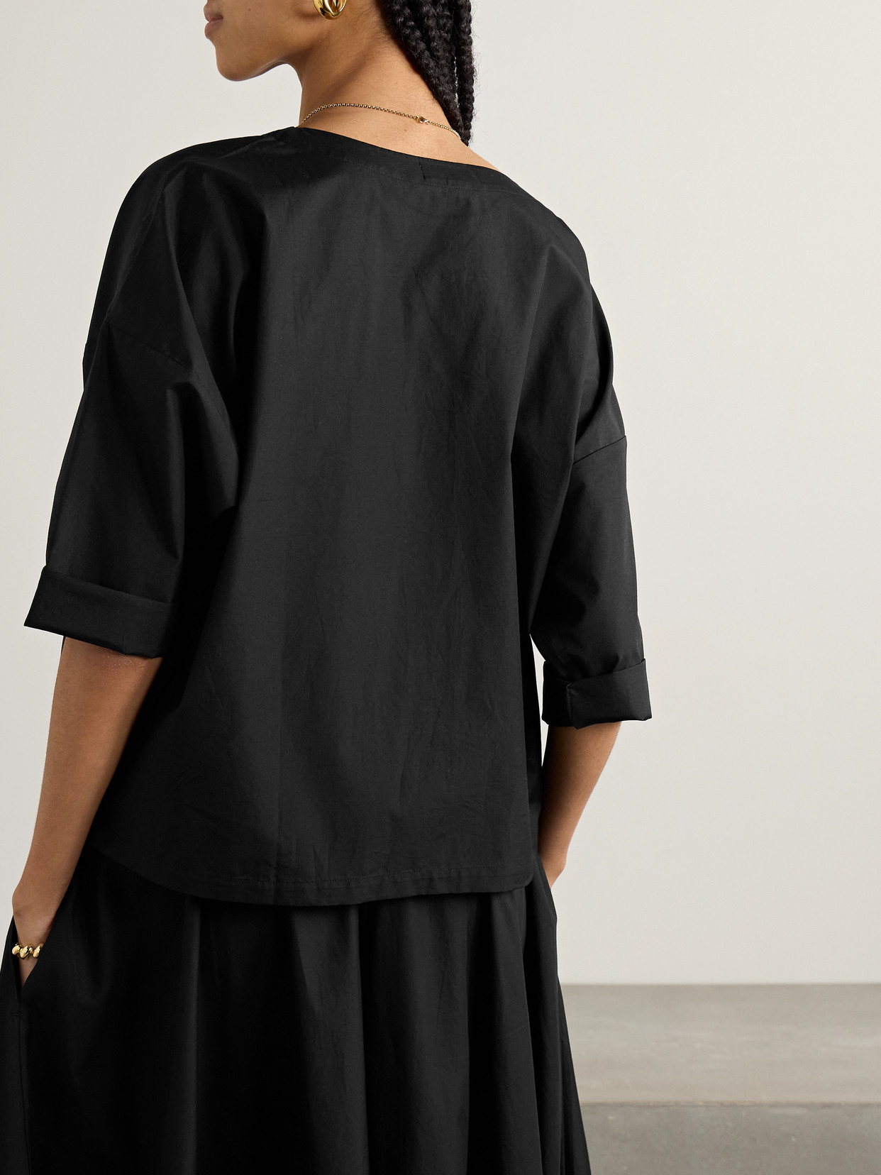 Suzie Kondi Saria Cotton-poplin T-shirt In Black