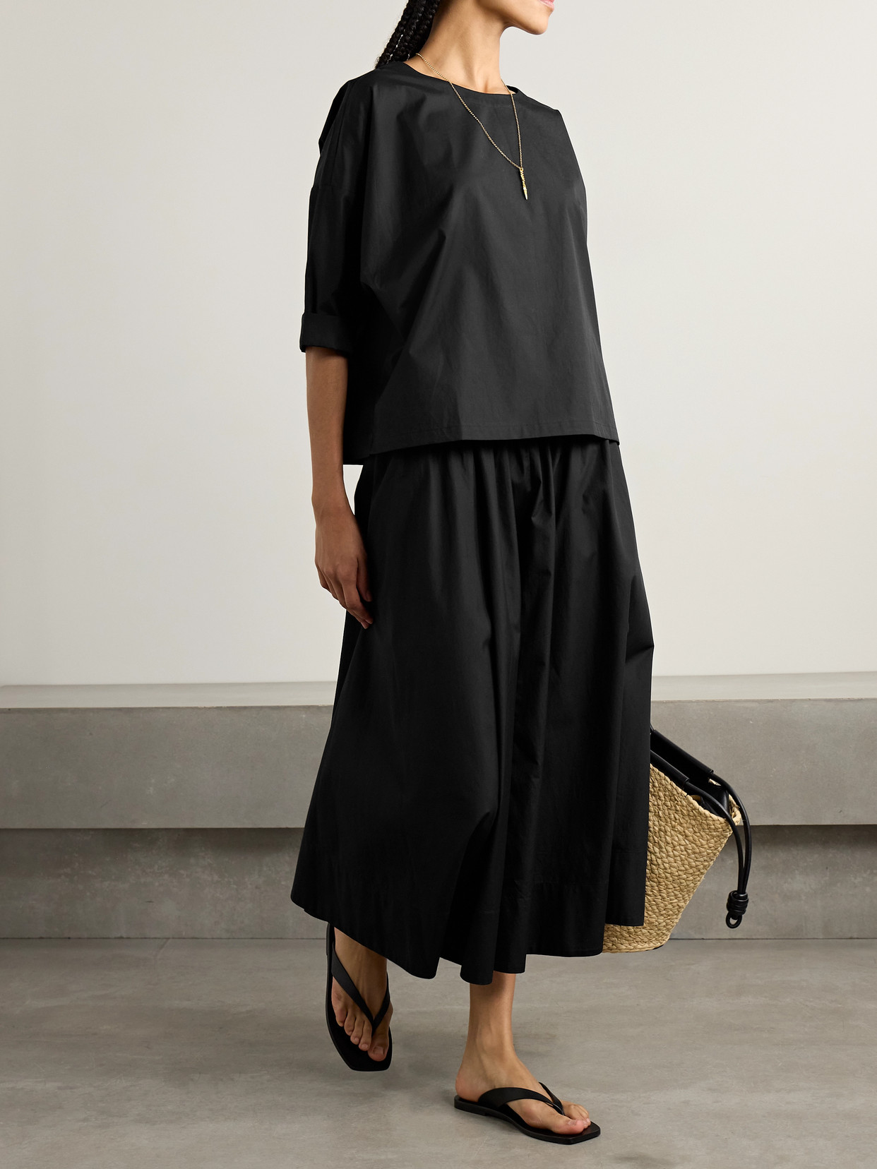 Suzie Kondi Saria Cotton-poplin T-shirt In Black