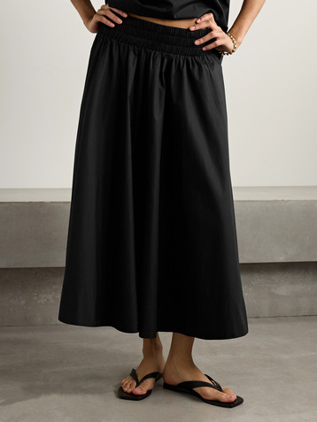 Suzie Kondi The Kyria gathered cotton-poplin midi skirt