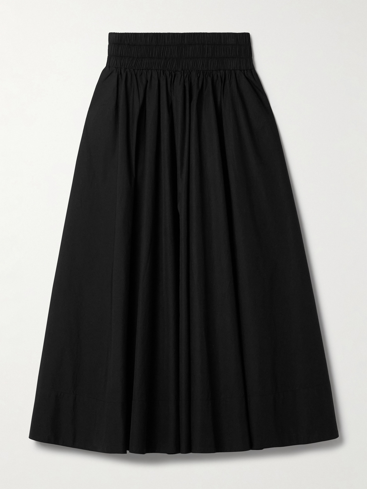 Suzie Kondi - The Kyria Gathered Cotton-poplin Midi Skirt - Black