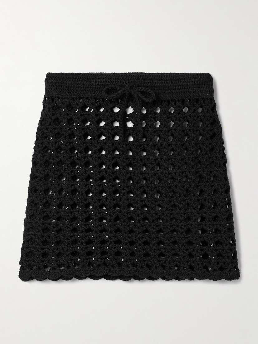 Suzie Kondi Crete Open-knit Cotton Mini Skirt