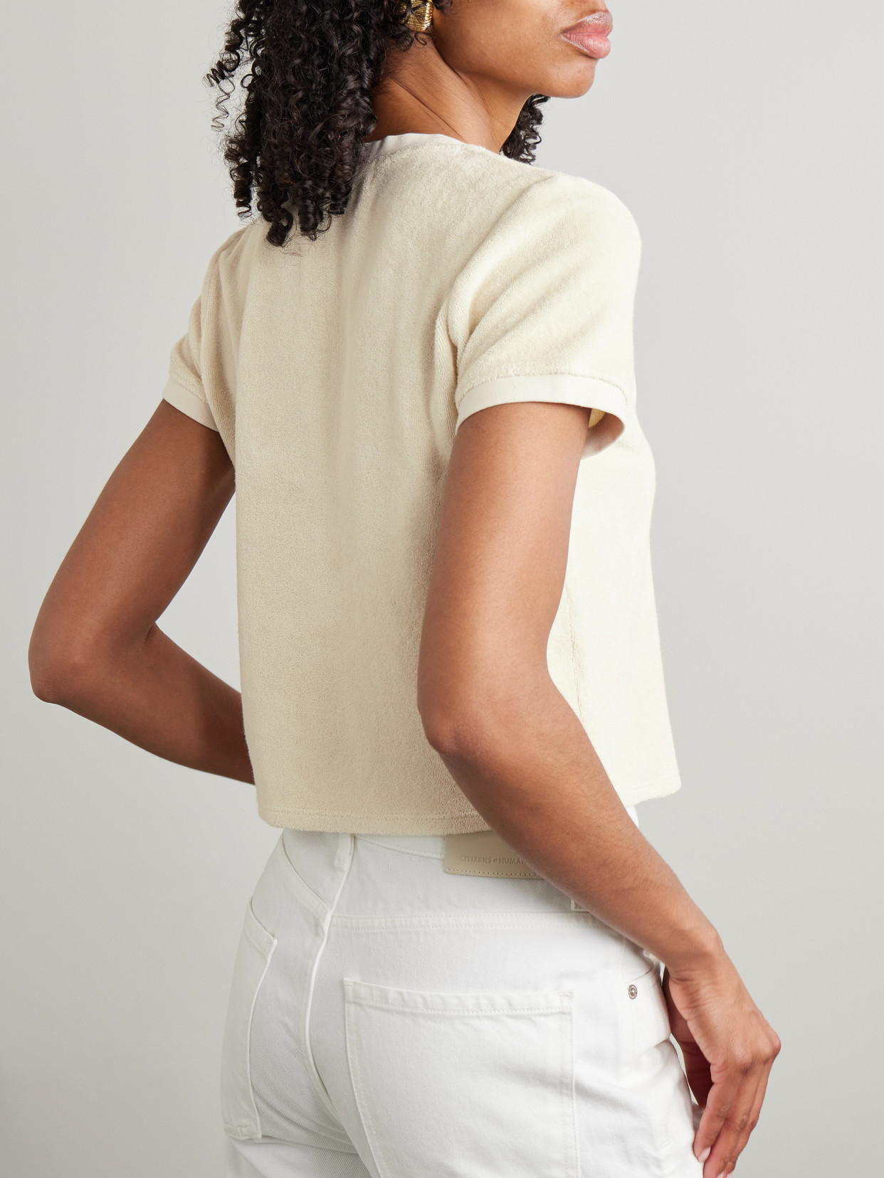 Suzie Kondi Capri Cotton-blend Terry T-shirt In Ecru