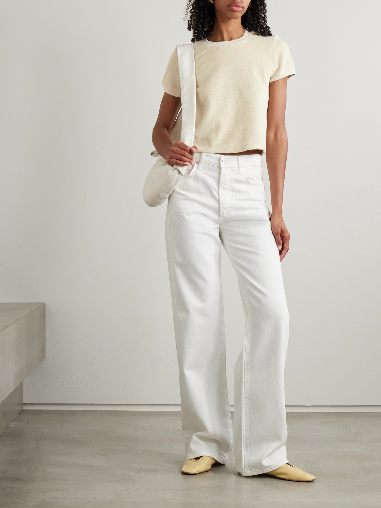 Suzie Kondi Capri Cotton-blend Terry T-shirt In Ecru