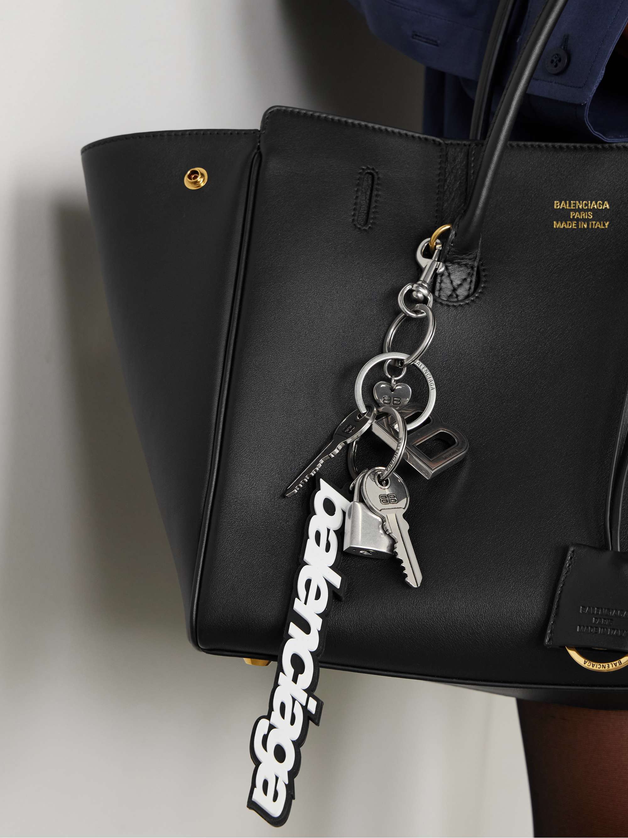 BALENCIAGA Paloma leather and silver- and gold-tone keyring BALENCIAGA Paloma leather and silver- and gold-tone keyring