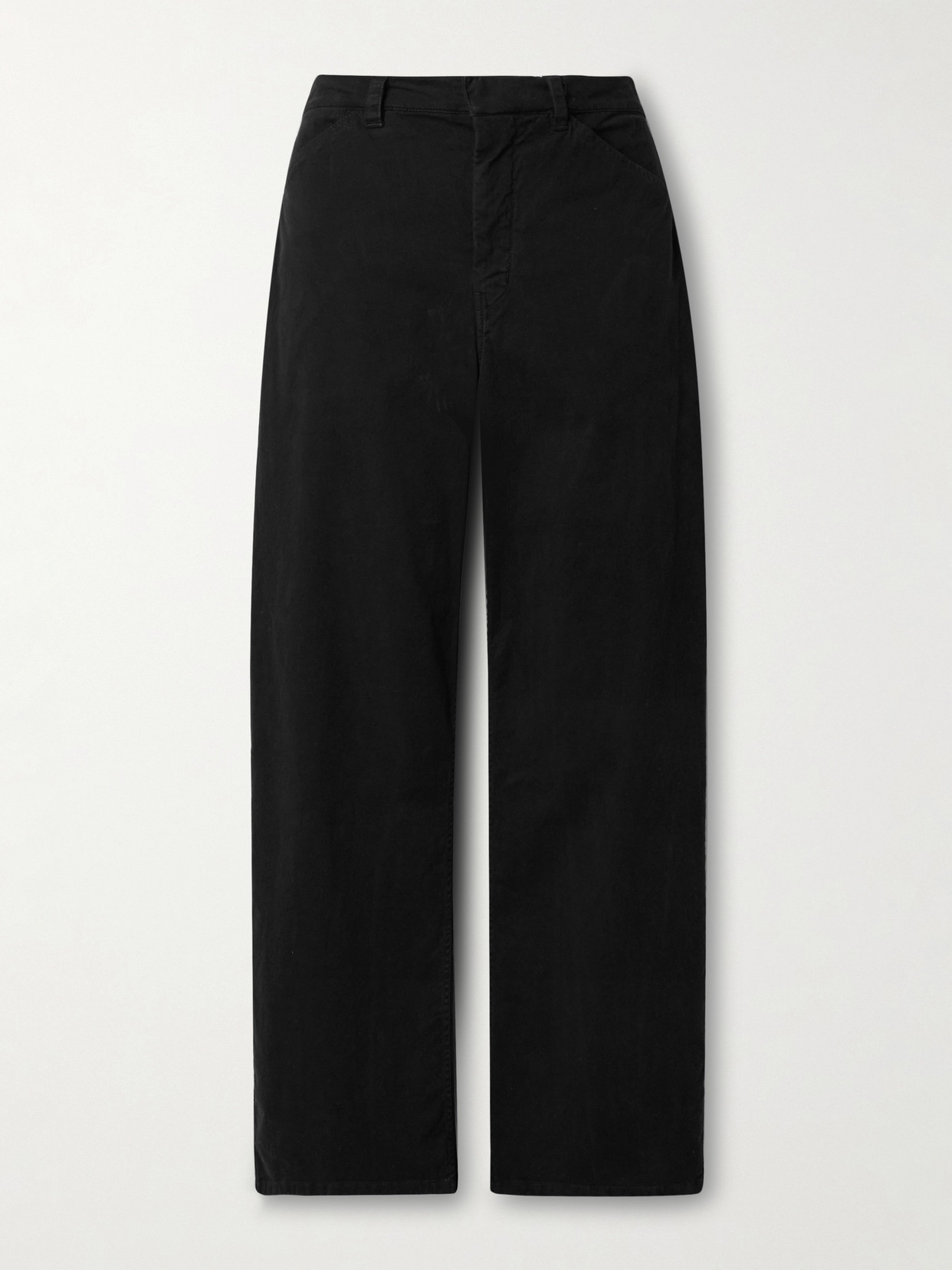 Nili Lotan Tribeca Brushed Cotton-blend Twill Barrel-leg Pants In Black