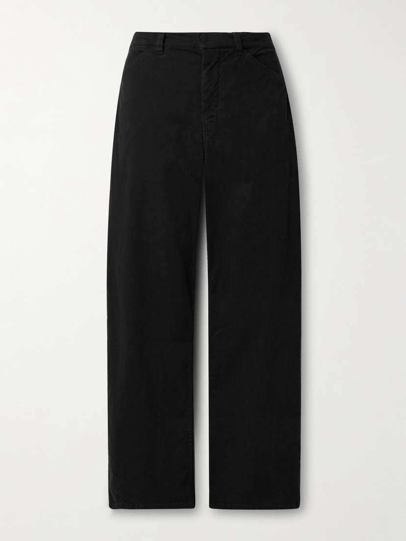 Nili Lotan Tribeca Brushed Cotton-blend Twill Barrel-leg Pants