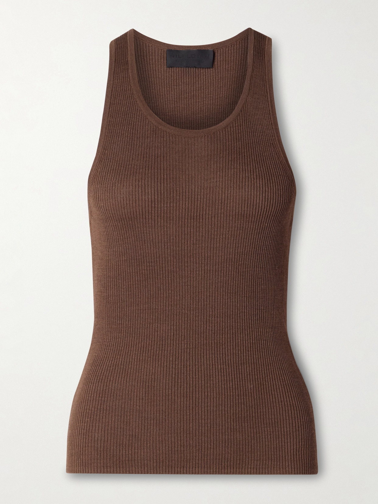Nili Lotan Lottie Ribbed Silk Tank In Brown