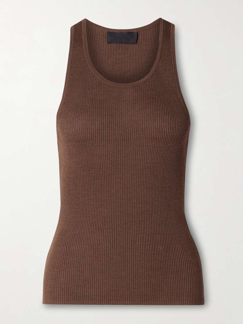 Nili Lotan Lottie Ribbed Silk Tank