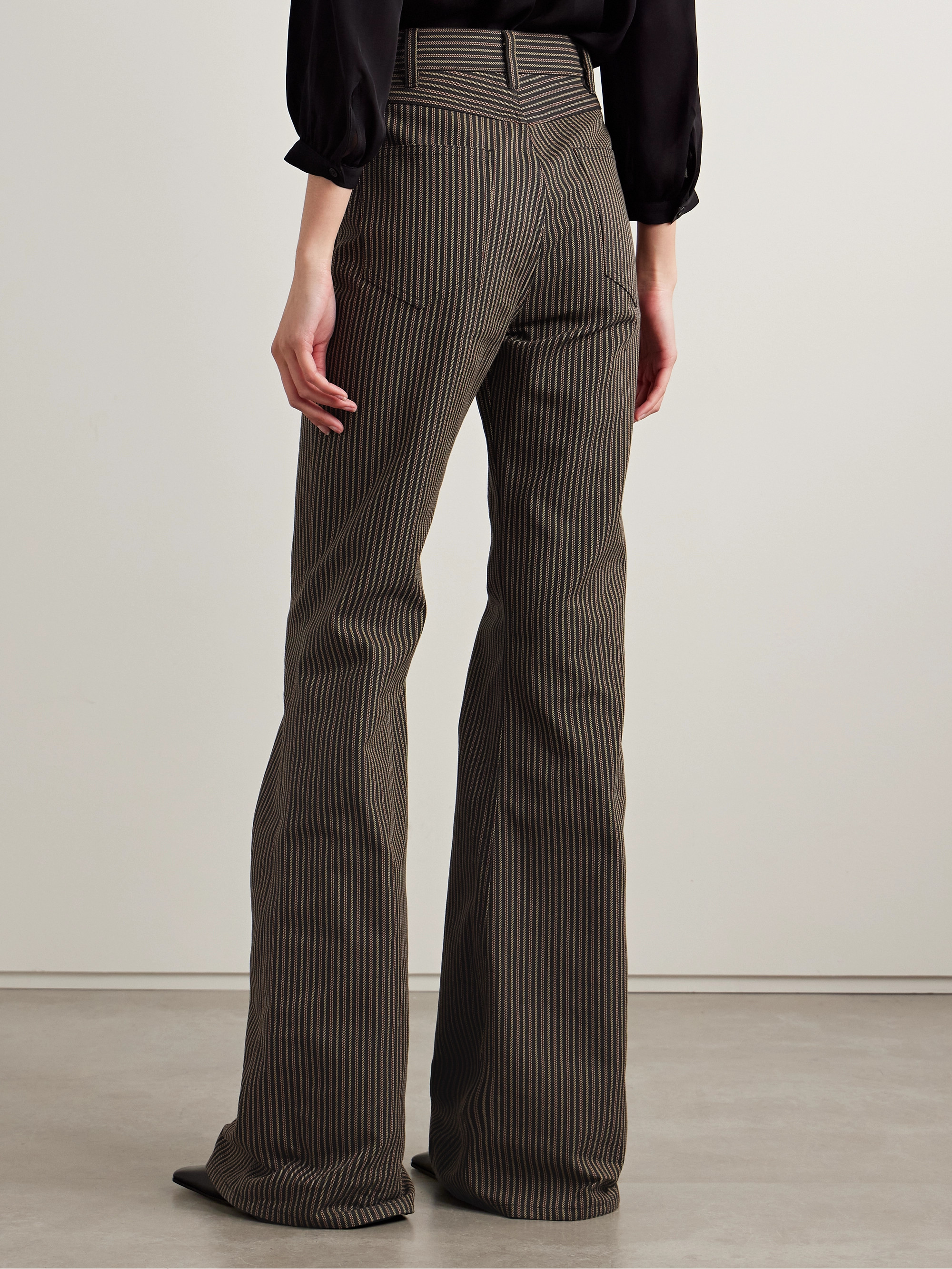 Nili Lotan Roe striped cotton-twill flared pants